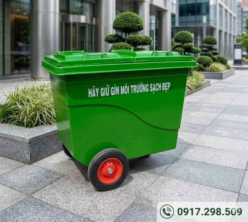 Báo giá xe thum gom rác 660 lít composite giá rẻ 