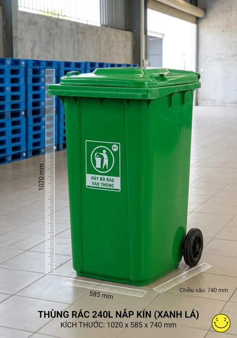 Thùng rác 240 lít nắp kín