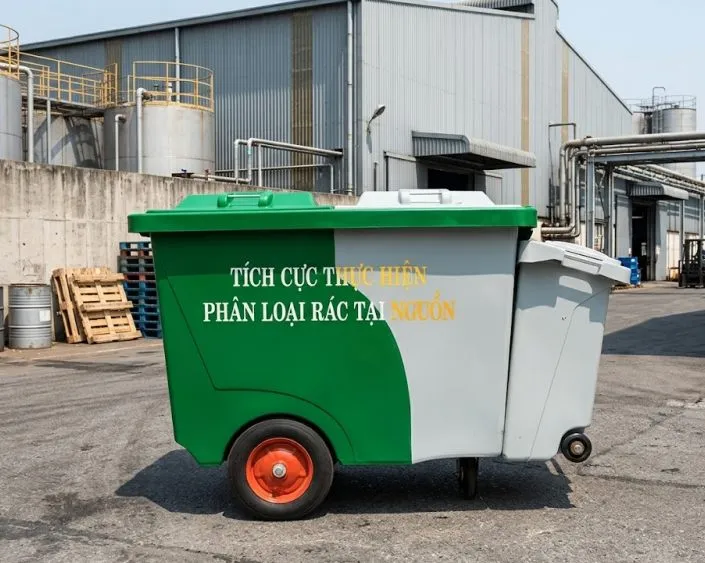 xe thu gom rác 800 lít composite 