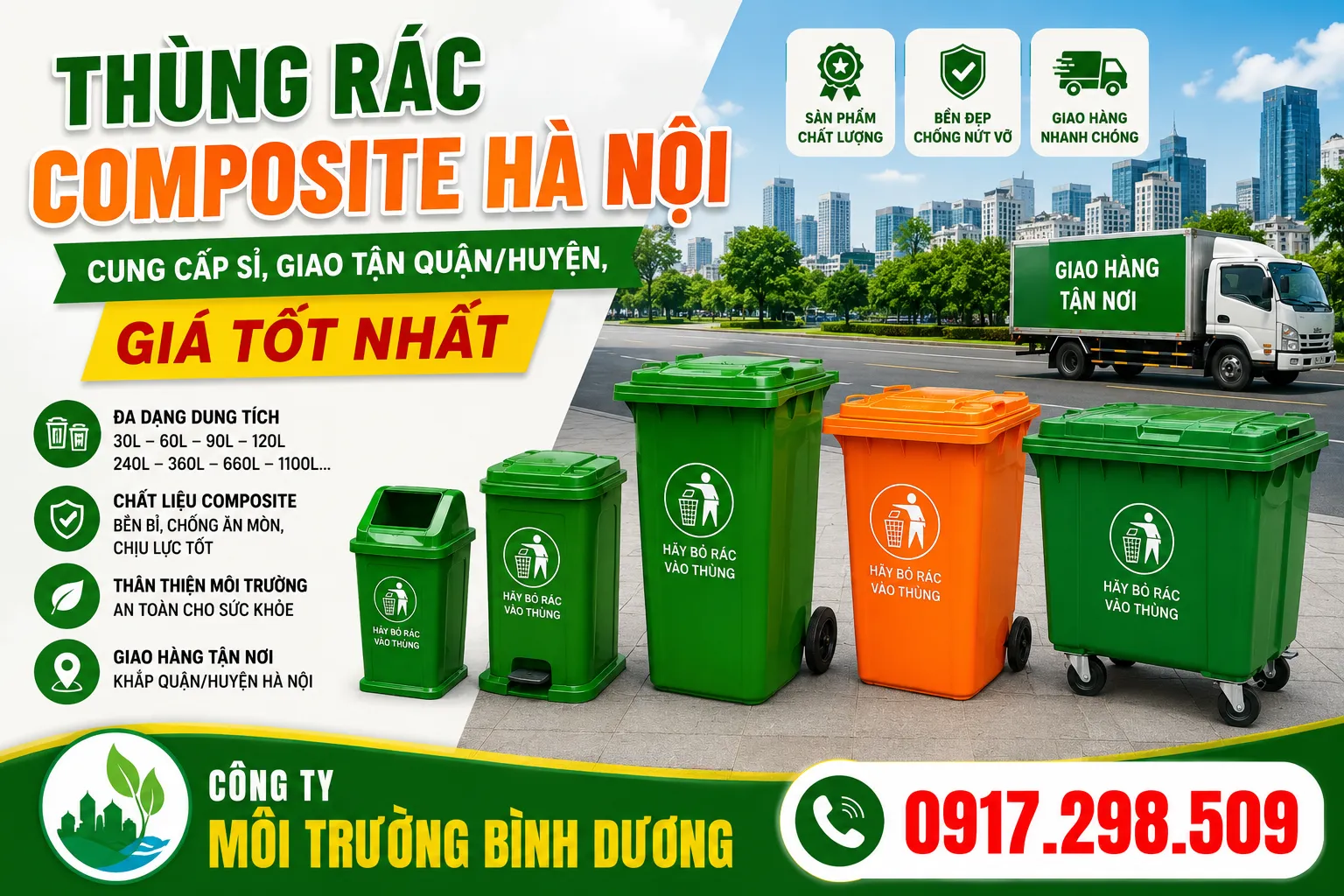 thời gian giao hàng thùng rác