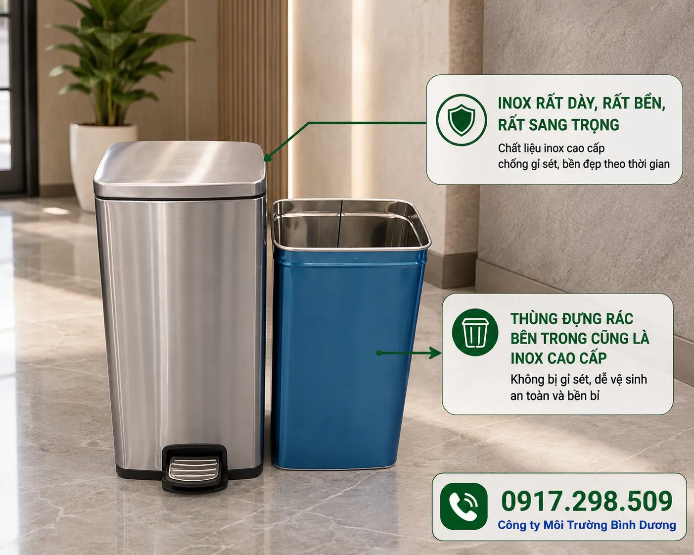 bảng giá thùng rác inox