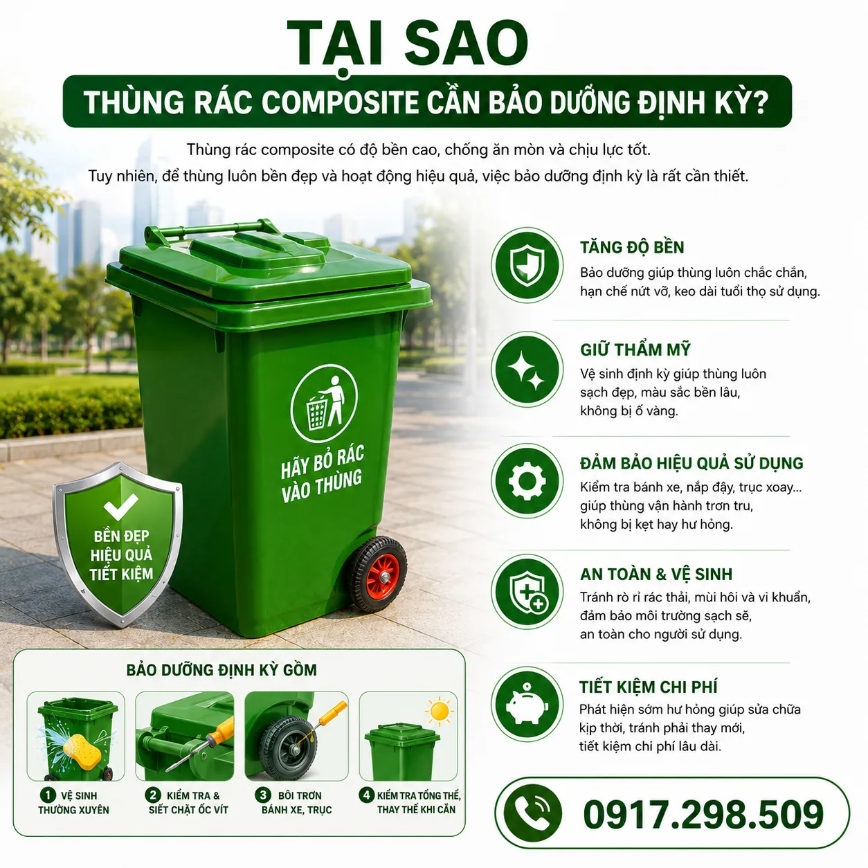 Bảo Dưỡng Thùng Rác Composite Đúng Cách