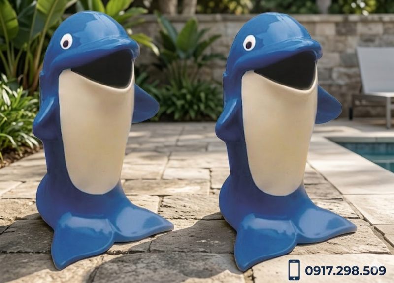 giá thùng rác cá heo