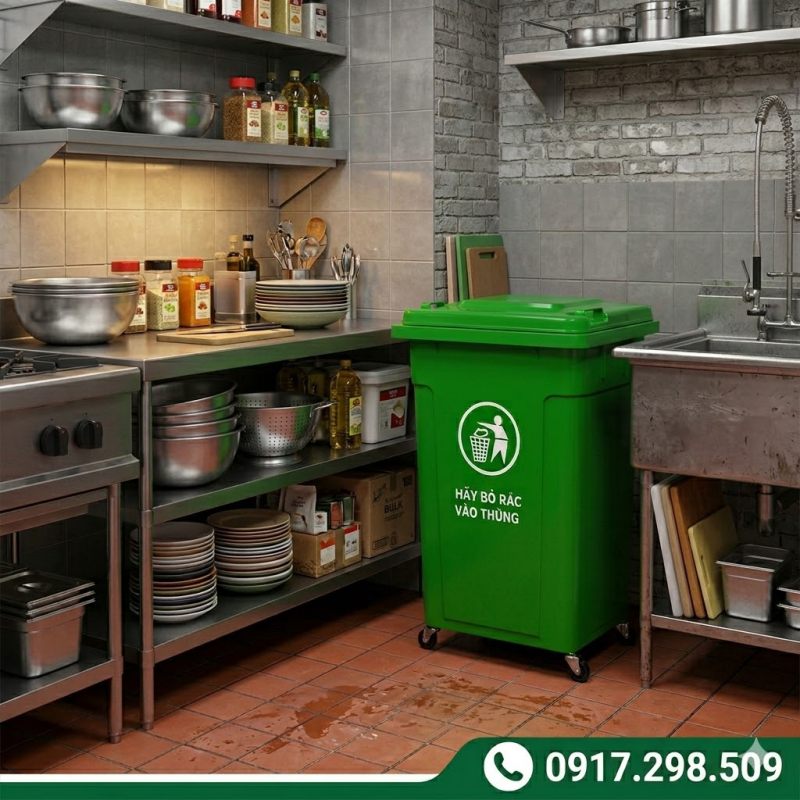 setup thùng rác nhà hàng