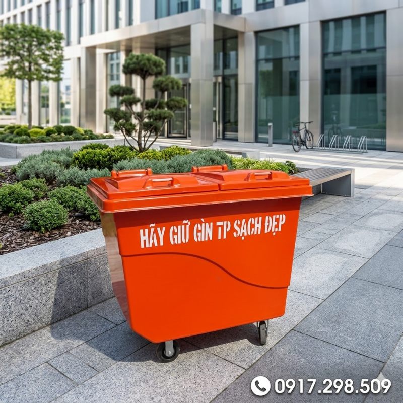 thùng rác 660 lít composite