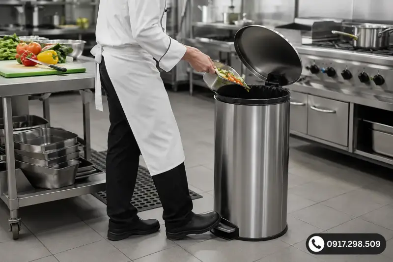 thùng rác bếp ăn công nghiệp