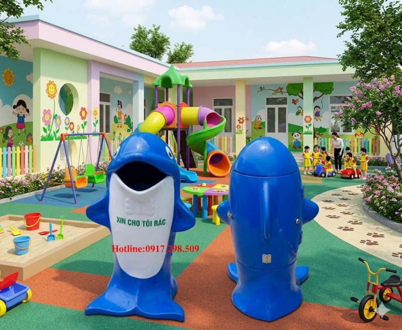 thùng rác hình con thú