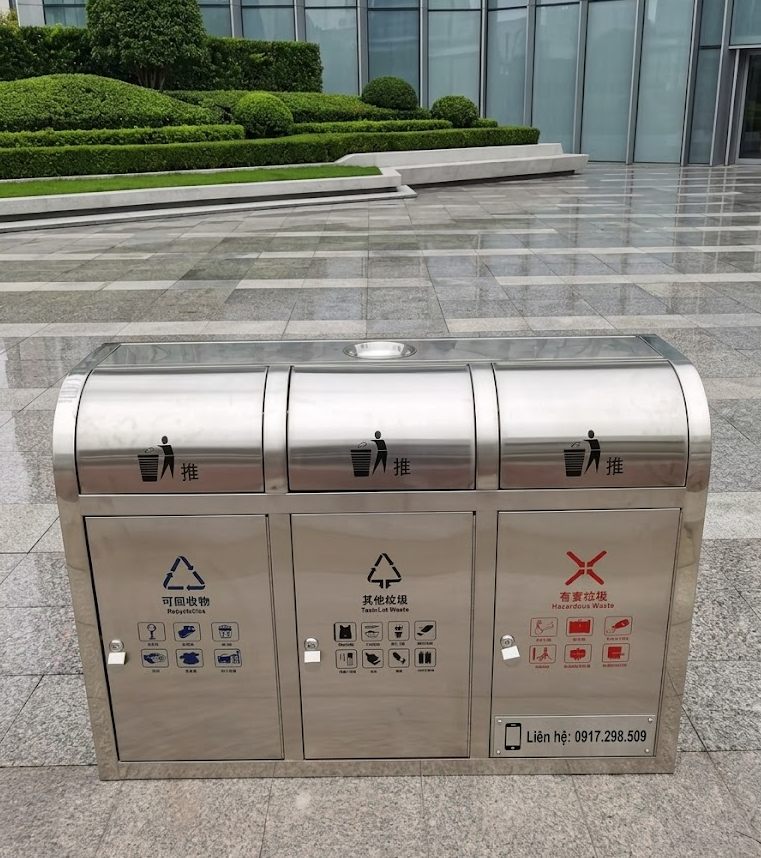 Thùng rác Inox 3 ngăn 