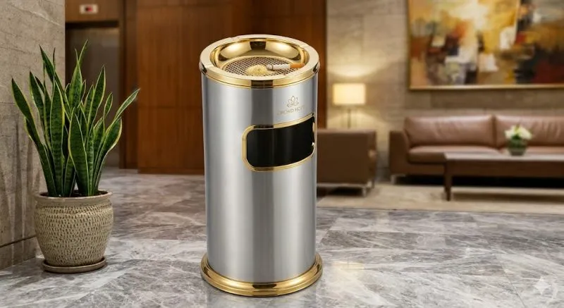 thùng rác inox gạt tàn thuốc 