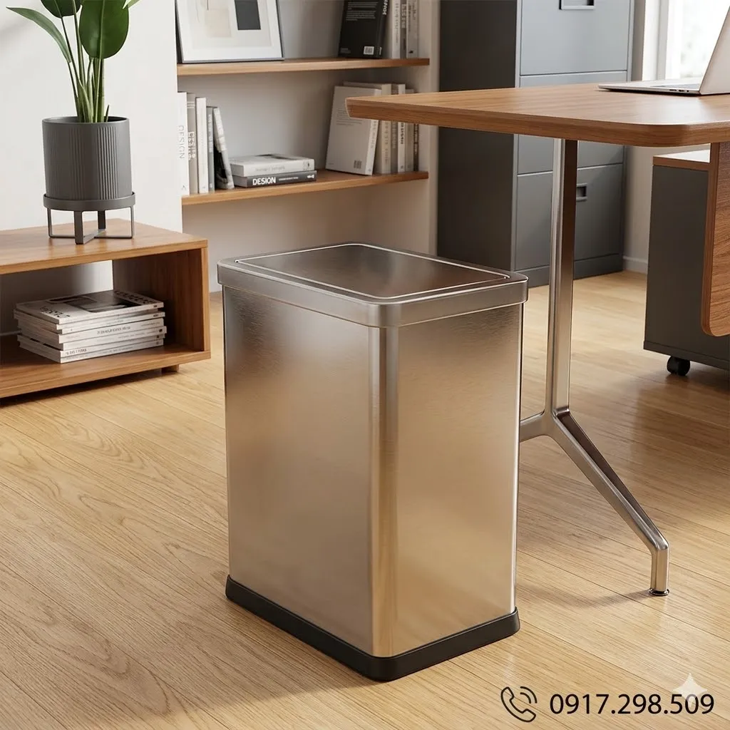 thùng rác inox vuông