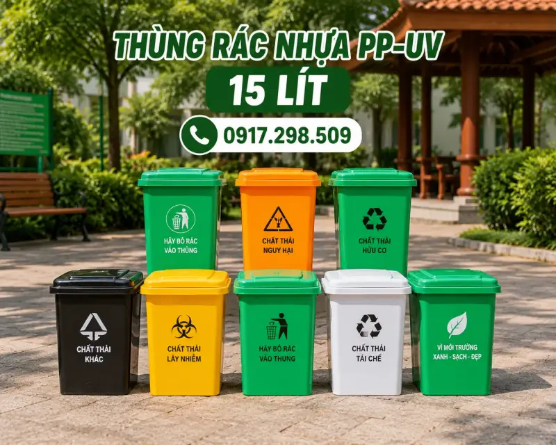 thùng rác nhựa PP 15 lít 