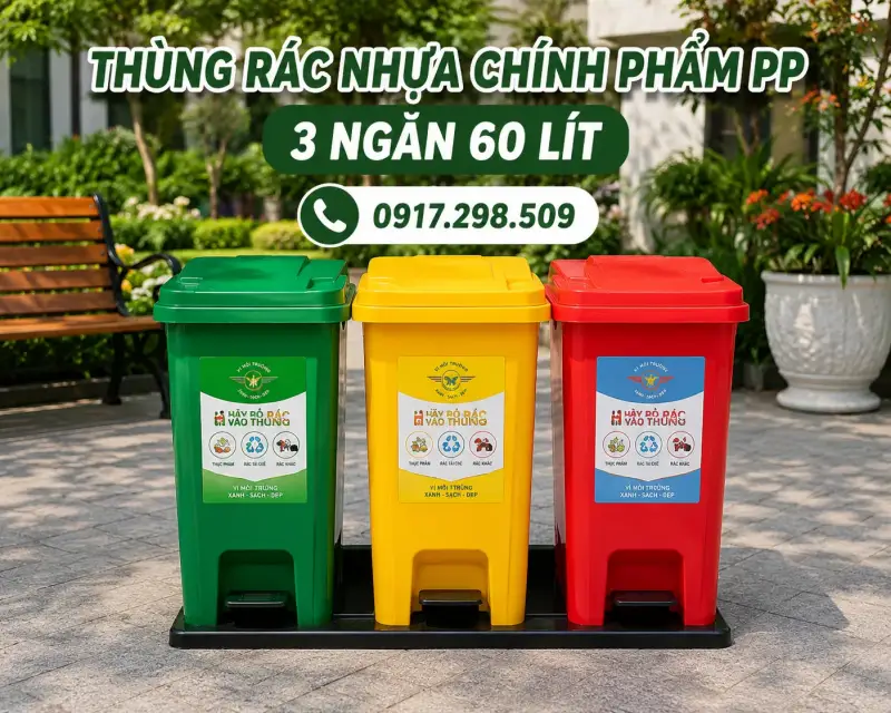 thùng rác nhựa PP 30 lít đạp chân 