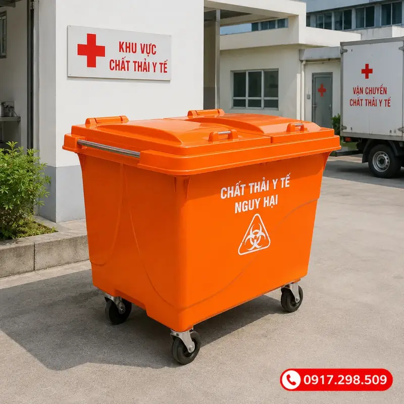 Thùng rác y tế 660 lít composite