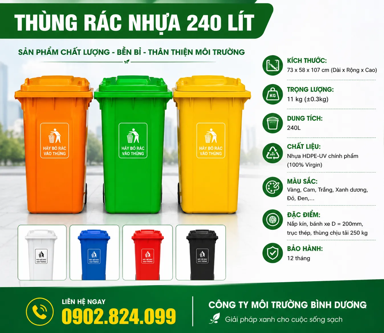 Cho Thuê Thùng Rác Nhựa Sự Kiện & Công Trình – Giao Lắp Tận Nơi | Môi Trường Bình Dương