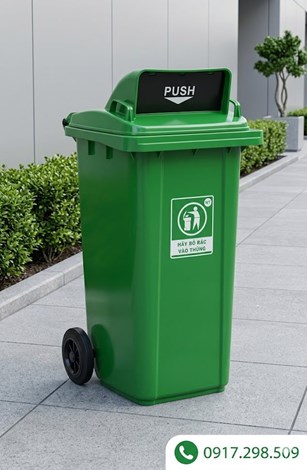 Thùng Rác 240 Lít Nắp Hở Xanh Lá Cao Cấp | Môi Trường Bình Dương