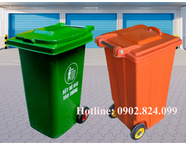Thùng Rác Composite 240L Nắp Kín Bánh xe siêu bền 15 năm