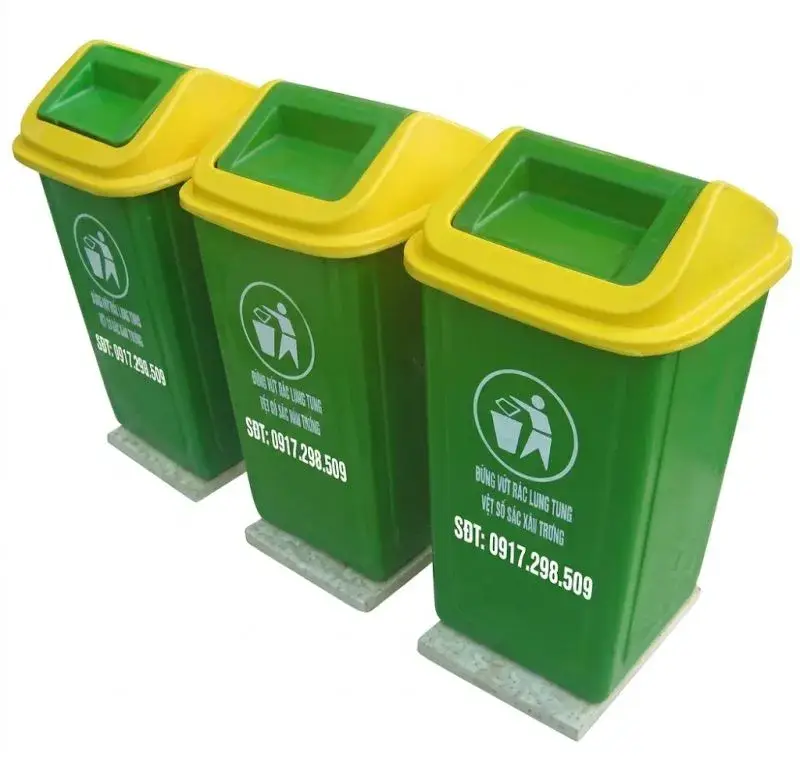 Thùng Rác Composite - HDPE  60L & 90L Cố Định – Nắp Bập Bênh, Đế Granito | Báo Giá Mới Nhất