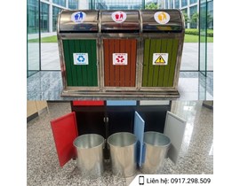 THÙNG RÁC INOX 3 NGĂN PHÂN LOẠI RÁC THÔNG MINH | GIẢI PHÁP VÀNG CHO MÔI TRƯỜNG