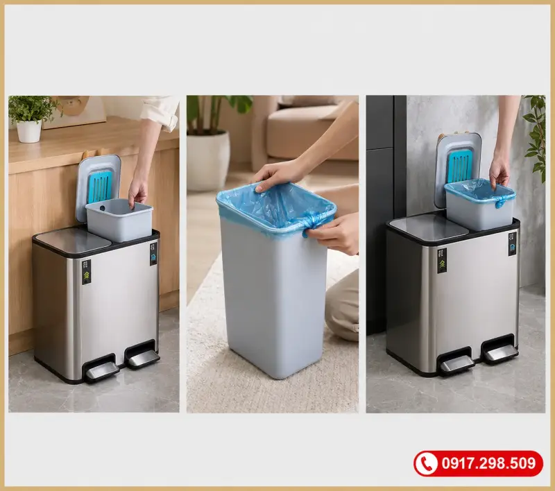 Thùng Rác Inox Nắp Lật Tròn  -Inox 201/304 – Đủ Size, Giá Xưởng | Môi Trường Bình Dương