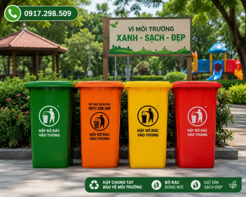 Thùng Rác Nhựa HDPE 120L Có Bánh Xe – Giá Xưởng 2026: Bền, Nhẹ, Giao Nhanh Toàn Quốc