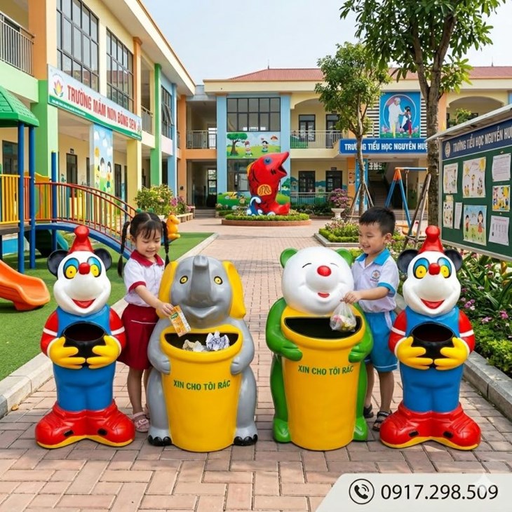 Review 3 Mẫu Thùng Rác Con Vật Hút Khách Cho Khu Vui Chơi (Mickey, Donald, Bạch Tuộc)