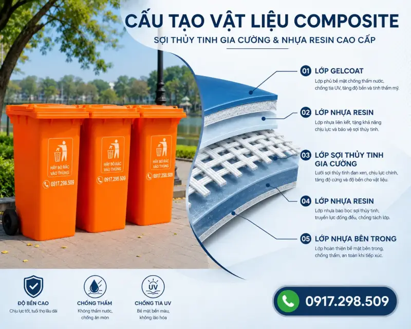 Thùng Rác Composite Chịu Axit H2SO4 Nhà Máy Xi Mạ