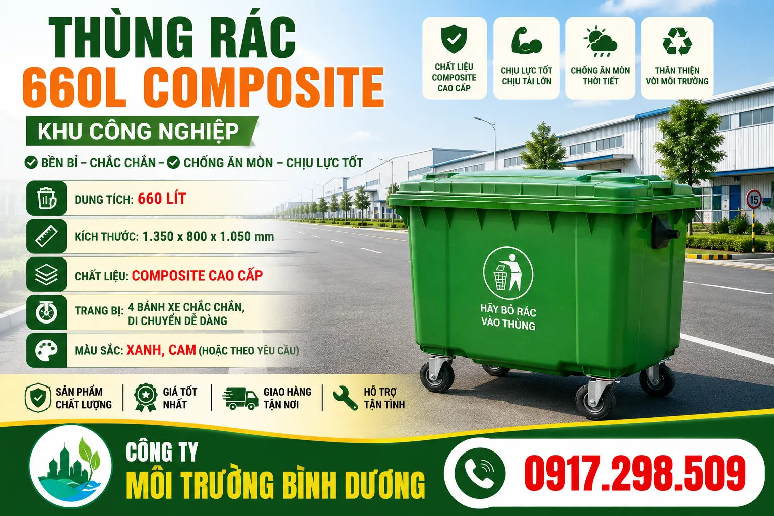 Thùng Rác Composite Hà Nội – Cung Cấp Sỉ, Giao Tận Quận/Huyện, Giá Tốt Nhất 2026